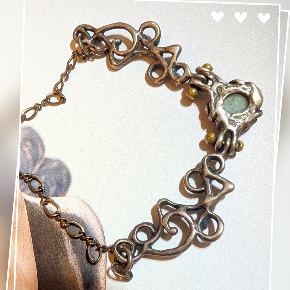 Jack Boyd 70s Aventurine Sterling Bronze Necklace - Picture 4 of 8